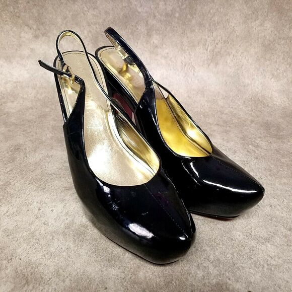 Colin Stuart Womens 714133 Size 8 Black Slip On Slingback 5" Heel Platform Pumps - Picture 1 of 10